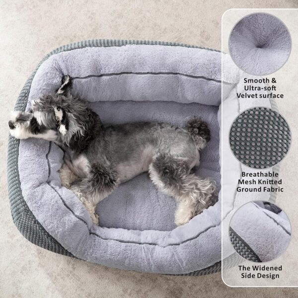 INVENHO Medium Dog Beds for Medium Dogs Washable, Rectangle Dog Bed Medium Size Dog, Orthopedic Dog Bed, Warming Soft Calming Sleeping Puppy Bed Durable Pet Bed with Anti-Slip Bottom M(30"x24"x9") - Image 2