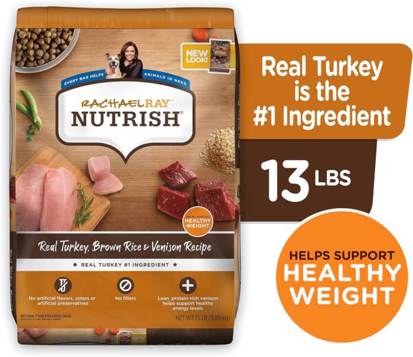 Rachael Ray Nutrish Dry Dog Food, Turkey, Brown Rice & Venison Recipe for Weight Management, 13 Pounds - Image 2