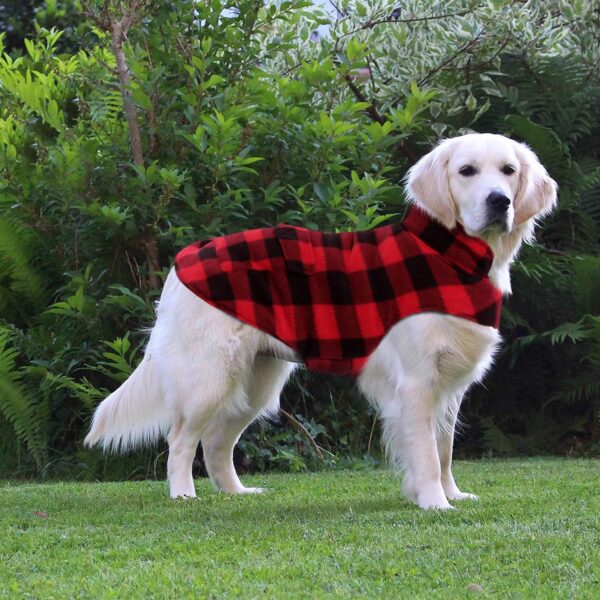 ASENKU Plaid Dog Winter Coat, Dog Fleece Jacket Plaid Reversible Dog Vest Waterproof Windproof Cold Weather Dog Clothes Pet Apparel for Small Medium Large Dogs Red M - Image 7