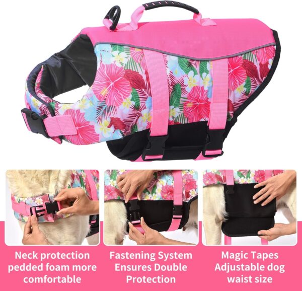 Hawaiian Sports Style Dog Life Jacket - Dog Life Vest with Rescue Handle for Swimming Boating and Adjustable Puppy Life Jacket - Ripstop Life Jackets for Small Medium Large Dogs - Image 4