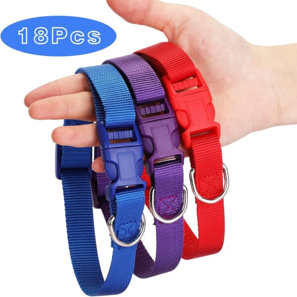 Sanwuta 18 Pcs Adjustable Dog Collar 9 Colors Nylon Pet Collar Soft Neoprene Padded Collar with Buckle Heavy Duty Medium Dog Collars for Medium Dogs(Bright Color, Medium) - Image 3