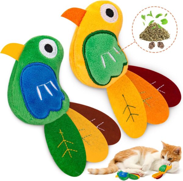 Retro Shaw Catnip Toys, Cat Toys with Catnip and Silvervine, Bird Catnip Toys for Cats, Cat Toys for Indoor Cats, Cat Toys with Catnip, Cat Chew Toy, Cat Toy for Cats Kittens Kitty, 2 Pack