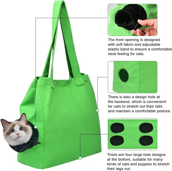 Yanvega Cat Soft Travel Carrier Pet Supplies Sling Bag, Cat Tote Bag Carrier Soft-Side Pet Carrying Chest Bag, Color Green Size M Cat Sling Holder for Nail Trimming Support Cats and Dogs Up to 11 lbs - Image 6