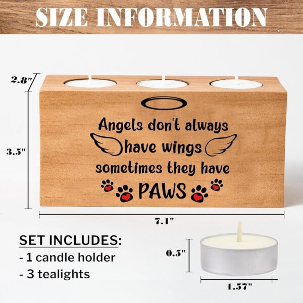 Dog Memorial Gifts for Loss of Dog, Pet Memorial Gifts for Dogs, Loss of Dog Sympathy Gift, Pet Loss Gifts, Dog Bereavement Gifts, Dog Cat Passing Away Gifts, Candle Holder 3 Votive Tea Light (ANGLES) - Image 2