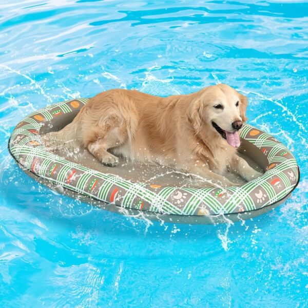 Dog Float for Pool, Dog Pool Float Inflatable for Large Doggy Foldable Lake Raft for Heavy Duty Pet Puppy Float Row Swimming-Up to 80 Lbs