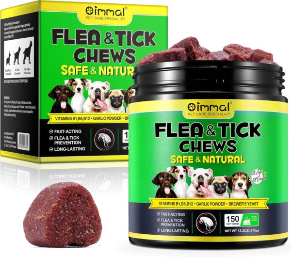 Flea and Tick Prevention for Dogs Chewable, Dog Flea & Tick Control Supplement, Flea and Tick Chews for Dogs, Oral Flea and Tick Treats for Dogs (Duck Flavor 150pcs)