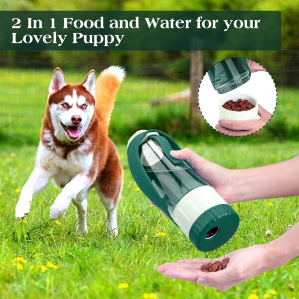 Dog Water Bottle Dispenser for Walking, Pet Water Feeder Container portable with Drinking Cup Bowl Outdoor Hiking, Travel Large Green - Image 6