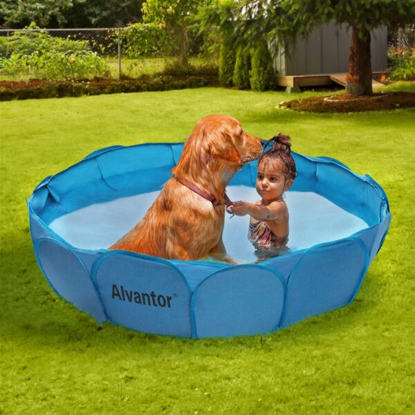 Alvantor Pet Swimming Pool Dog Bathing Tub Kiddie Pools Cat Puppy Shower Spa Foldable Portable Indoor Outdoor Pond Ball Pit 42" x12" Patent Pending