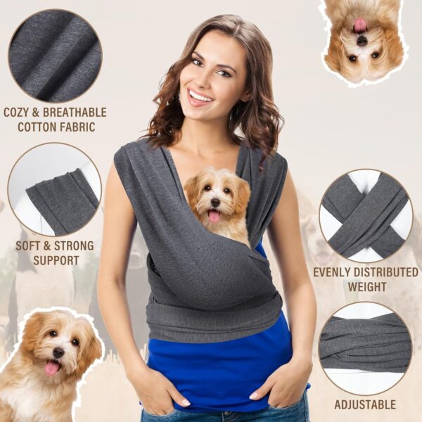 Dog Carriers for Small Dogs Adjustable Pet Sling Carrier for Small Dogs Suitable Shoulder Dog Carrier Sling Cotton Front Facing Cat Sling Carrier Safe Grey Dog Front Carrier Bag for Outdoor - Image 3