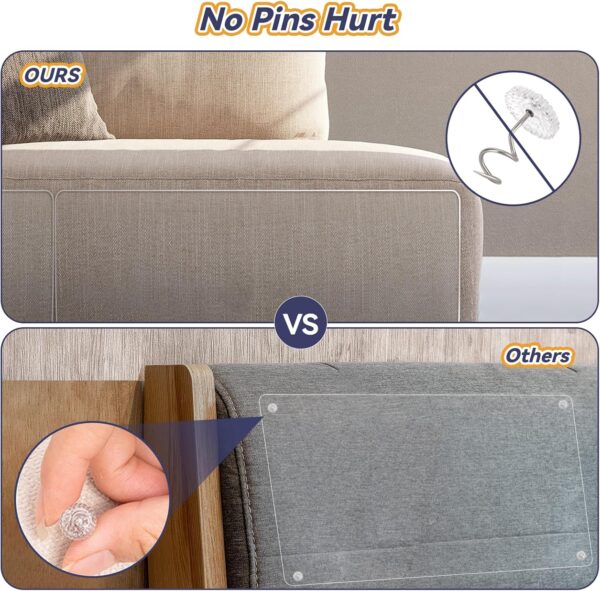 【NO PINS Hurt】 Cat Scratch Furniture Protector-Fldofaves 10Pcs Double Thick Cat Couch Protector, Clear Couch Protector from Cat Claws, Anti Scratch Furniture Protector with Strong Adhesion - Image 2