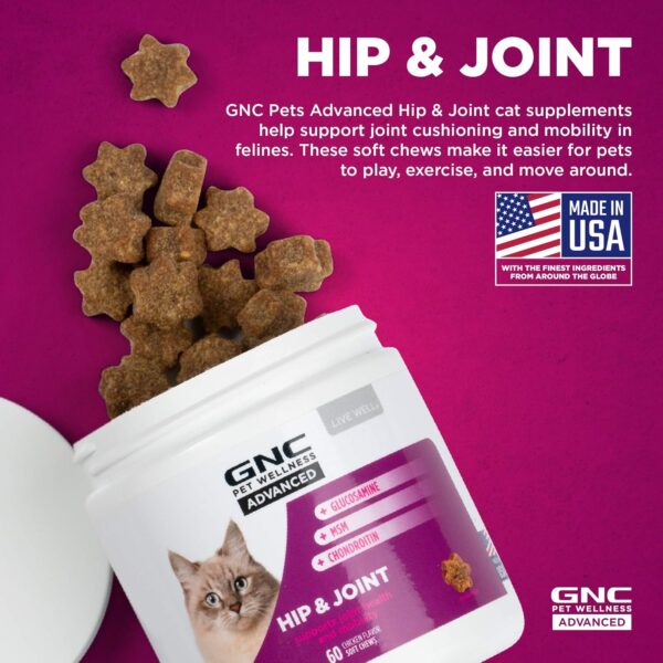 GNC Pets ADVANCED Hip & Joint Cats Supplements, 60 ct | Cat Soft Chews for Hip & Joint Support, Cat Supplements, Cat Joint Health | Glucosamine, MSM, & Chondroitin Cat Chews | Made in the USA - Image 2