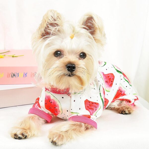 Puppy Dog Outfits Watermelon Pattern Pet Dog Pajamas Cute Pet Clothes Dog Jumpsuit Puppy Soft Dog Pajamas for Summer Pet Dog Cat - Image 4