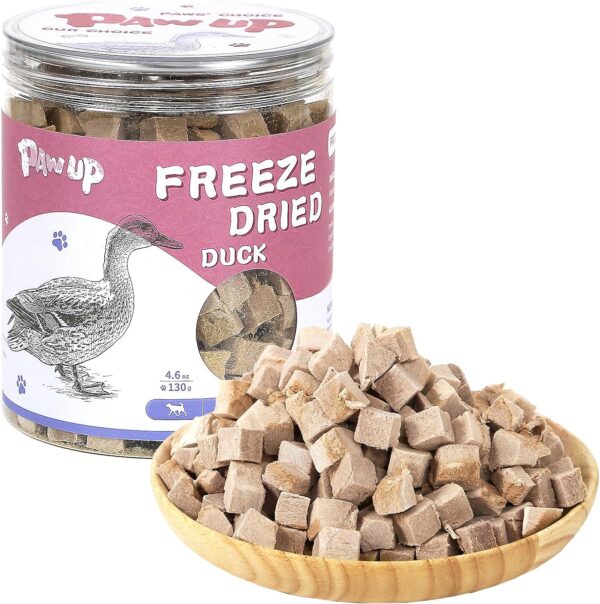 Freeze Dried Duck Treats for Cats Dogs, Rawhide Free Freeze-Dried Raw Food Topper, High Protein, Gluten&Grain Free, 4.6oz