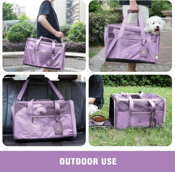 Luxury Pet Carrier for Dogs, Cats, Puppies - Airline TSA Approved, Durable Anti-Scratch Fabric, Soft-Sided, Consistent Airflow, Foldable Design, Cushion Pad, Travel (Lilac, Medium) - Image 6