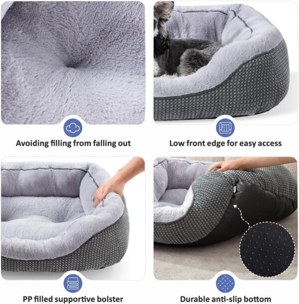 INVENHO Medium Dog Beds for Medium Dogs Washable, Rectangle Dog Bed Medium Size Dog, Orthopedic Dog Bed, Warming Soft Calming Sleeping Puppy Bed Durable Pet Bed with Anti-Slip Bottom M(30"x24"x9") - Image 7