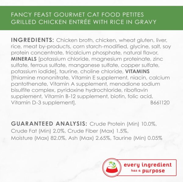 Purina Fancy Feast Petites Gourmet Gravy Wet Cat Food, Petites Grilled Chicken With Rice Entree - (Pack of 12) 2.8 oz. Tubs - Image 4