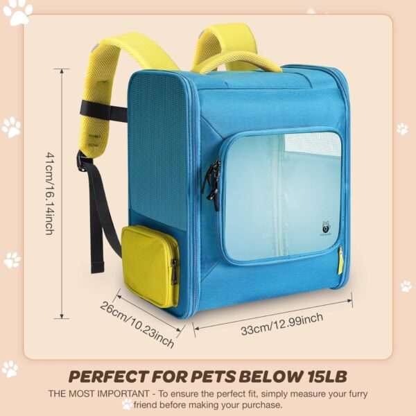 Cat Backpack Breathable Pet Carrier for Cats and Small Dogs, Light Sky Blue - Image 2