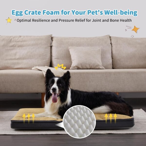 Made4Pets Dog Beds for Large Dogs, Egg Crate Memory Foam Pet Dog Cat Bed Mat with Waterproof Removable Plush Cover, Breathable Small Medium Dog Crate Bed Washable, for All Season, 34 x 25 Grey - Image 3