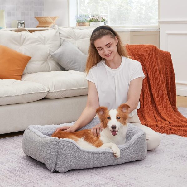 FURTIME Small Dog Beds for Small Dogs, Rectangle Washable Dog Bed, Orthopedic Dog Bed Soft and Comfy Calming Puppy Bed Waterproof Dog Cuddler Sofa Pet Bed with Anti-Slip Bottom S(20''x19''x6'') - Image 7