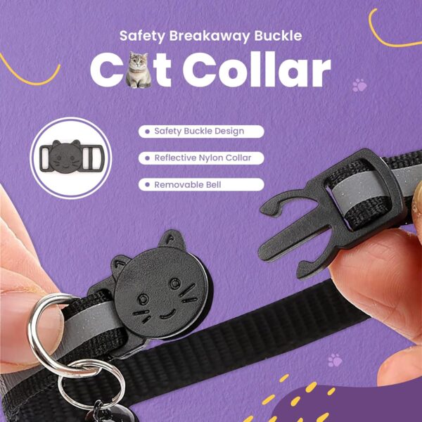 Reflective AirTag Cat Collar Breakaway with Safety Elastic Band – Cat Collar with Apple Air Tag Holder & Bell - Adjustable Length (9-13 Inch) & Lightweight for Girl Boy Cats and Kittens [Blue] - Image 3