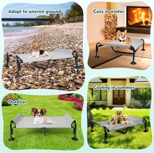 Elevated Dog Bed Chew Proof,Cooling Outdoor Dog Bed with Powerful Anti-Slip Feet/Washable Breathable Mesh,Raised Dog Bed with Double Side Slope Headrest,Pet Cot for Outside/Camping/Indoor-M - Image 6