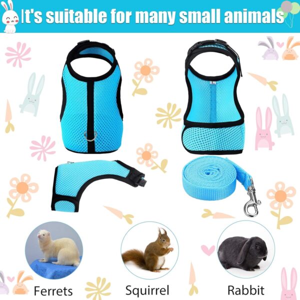 SATINIOR 2 Pieces Bunny Rabbit Harness with Leash Cute Adjustable Buckle Breathable Mesh Vest for Kitten Puppy Small Pets Animal Walking Accessories - Image 3