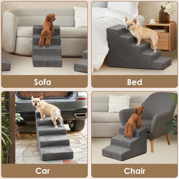 EHEYCIGA Dog Stairs for Small Dog 19.7”H, 4-Step Slope Dog Stairs for High Beds and Couch, Pet Steps with Non-Slip Bottom, Low Ramp and Larger Step Area - Image 6