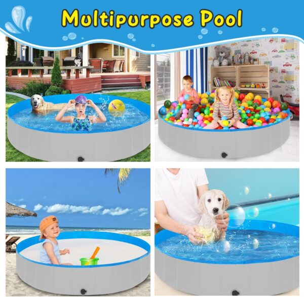 Extra Large Foldable Dog Pool,71"x 12" Portable Anti-Slip Kiddie Pool Hard Plastic, Swimming Pool for Dogs Cats and Kids Pet Puppy Bathing Tub - Image 6