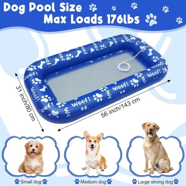 56" x 31" Dog Floats for Pool, River and Ocean, Dog Pool Float with 78” Tow Rope, Dog Pool Floats for Pets, Kids and Adults up to 176 lbs - Image 3