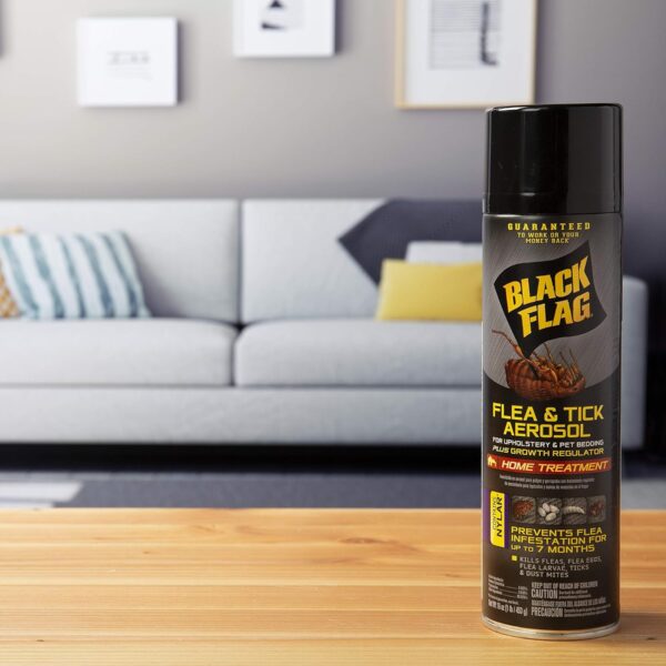 Black Flag Flea & Tick Killer for Upholstery & Pet Bedding Aerosol, 16-Ounce - Image 6