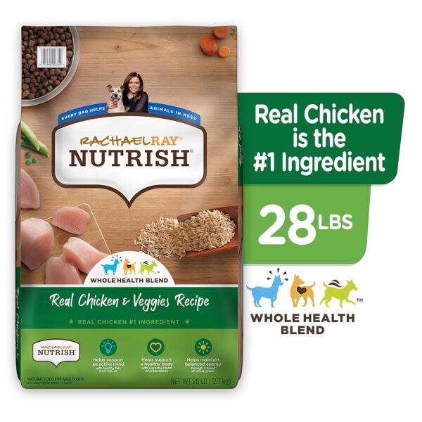 Rachael Ray Nutrish Premium Natural Dry Dog Food, Real Chicken & Veggies Recipe, 28 Pound Bag (Packaging May Vary) - Image 2