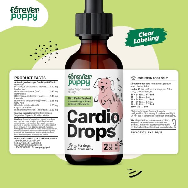 Cardio Drops for Dogs - Heart Health Supplement w/Hawthorn Berries and Motherwort Herb - Happy Pet Care w/Lavender Extract - Herbal Dog Food Supplements for Canine Wellbeing - 2 oz - Image 7