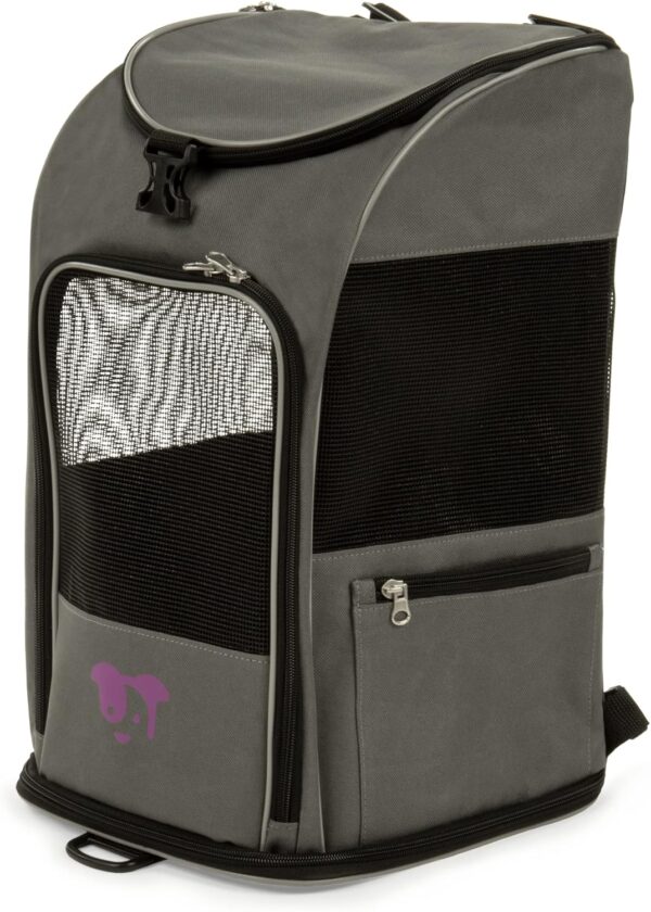 2-in-1 Pet Backpack Travel Carrier, Airline Approved & Guaranteed On Board - Gray, Medium