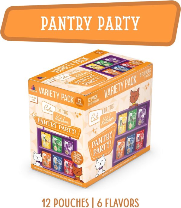 Weruva Cats in the Kitchen, Pantry Party Pouch Variety Pack in Gravy Cat Food, 3oz Pouch (Pack of 12) - Image 2