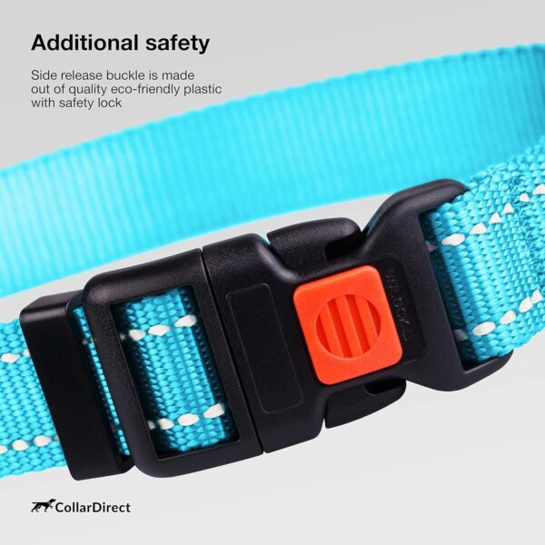 CollarDirect Reflective Dog Collar for a Small, Medium, Large Dog or Puppy with a Quick Release Buckle - Boy and Girl - Nylon Suitable for Swimming (14-18 Inch, Light Blue) - Image 5