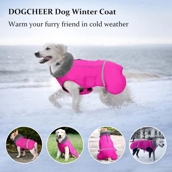 Dogcheer Winter Dog Coat, Waterproof Dog Jacket Adjustable Dog Winter Coat with Buckle, Reflective Dog Snow Jacket Warm Cozy Dog Fleece Vest Turtleneck Sweater for Small Medium Large Dogs(Pink, S) - Image 7