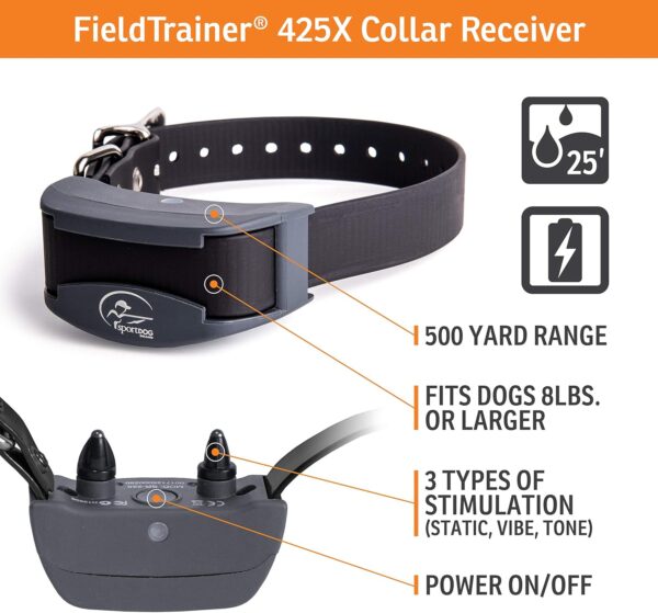 SportDOG Brand FieldTrainer 425X Remote Trainer - 500 Yard Range - Waterproof, Rechargeable Dog Training Collar with Static, Vibrate, and Tone - Image 4