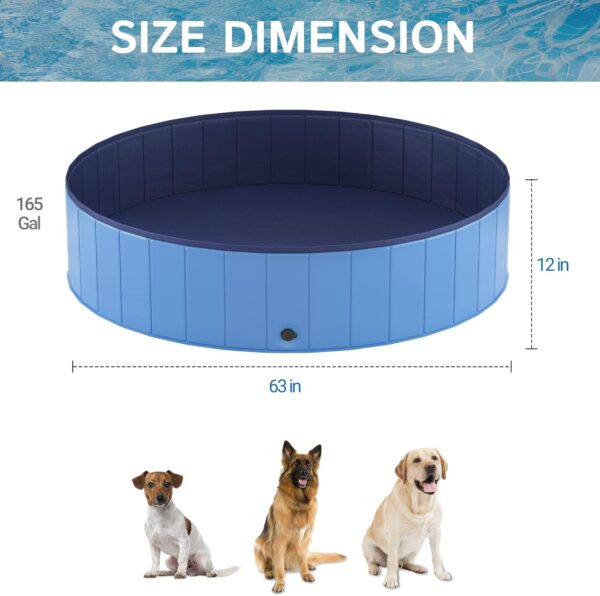 Heeyoo 63" Foldable Dog Pool for Large Dogs, Portable Hard Plastic Dog Swimming Pool，Outdoor Collapsible Pet Bathing Tub for Pets Dogs and Cats, 63 x 12 Inches - Image 2