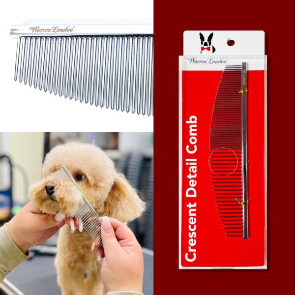 Warren London Copper Crescent Detail Comb for Dogs | 6.5 inches | Comfort Control Durability and Detail for Small Medium and Large Dogs | Ergonomic Dog Cat Grooming Pet Supplies Deshedding Mat Tool - Image 7