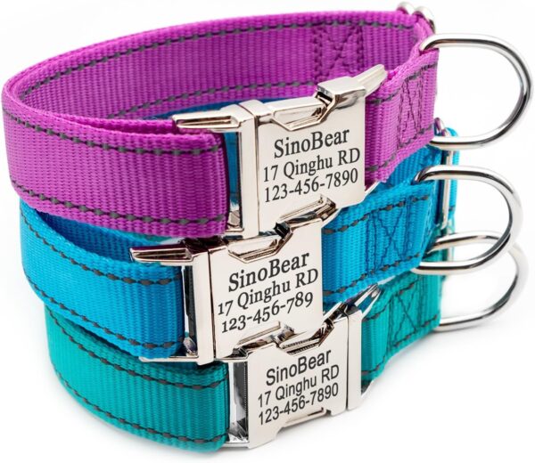 Reflective Personalized Dog Collar with Pet Name Phone Number Address for Small Medium Large Dogs Adjustable Size (XS S M L XL)