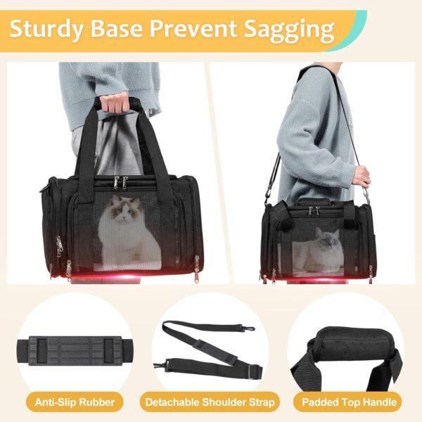 Discala Cat Dog Carrier Up to 15 Lbs TSA Airline Approved Pet Carrier for Small Medium Cats Puppies Dog Carriers for Small Dogs Collapsible Soft Sided Cat Travel Carrier - Black 15.7"x10.2"x10.2" - Image 5