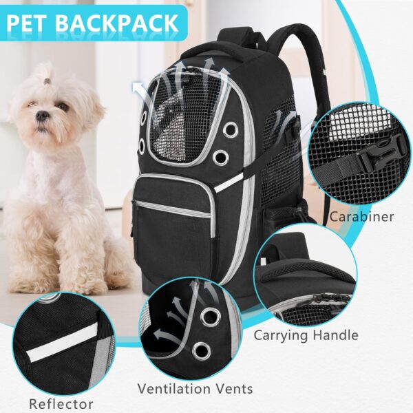 Pet Dog Carrier Backpack for Small Pets Dog Head-Out Backpacks Puppy Large Cat Carrying Bag for Hiking, Camping or Travel - Black - Image 2