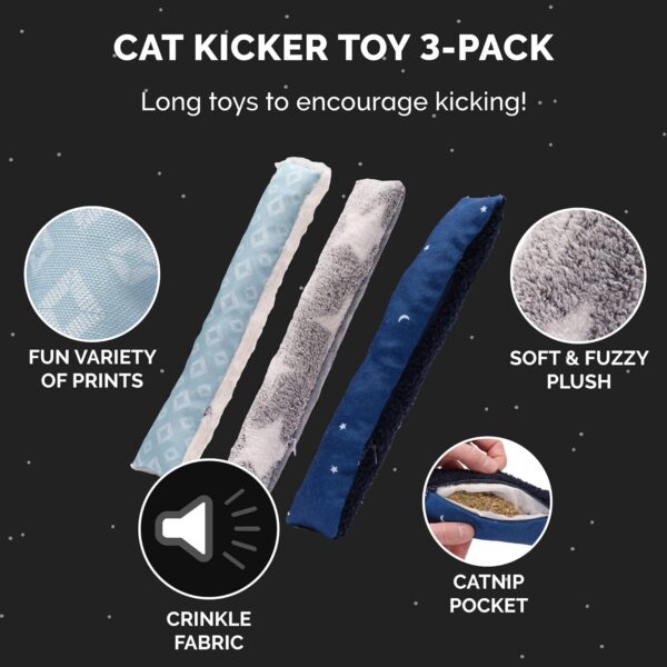 Furhaven 3-Pack Catnip Plush Cat Kicker Toy - Catnip Bags Included - Durable & Washable - Space Print, Set of 3 - Image 4