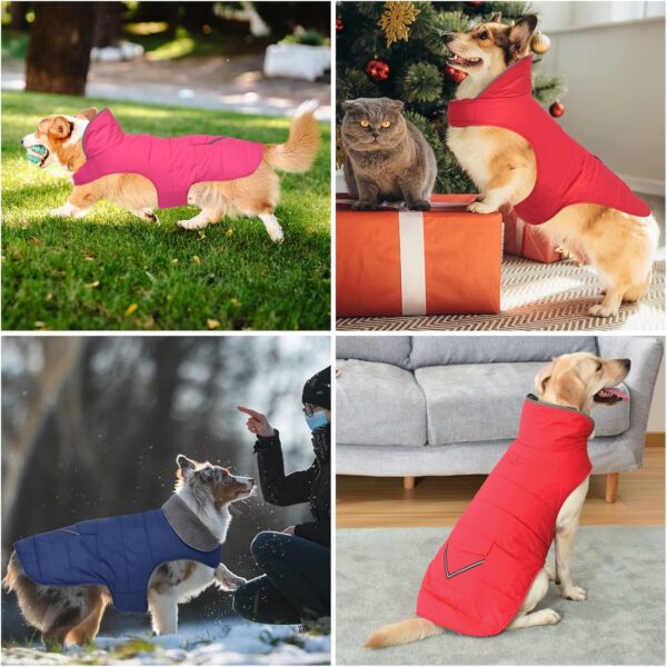 Dog Coat, Waterproof Dog Winter Jacket with Pocket, Reflective Adjustable Dog Snow Vest, Warm Cozy Fleece Sweater for Small Medium Extra Large Dogs - Pink, XS - Image 6