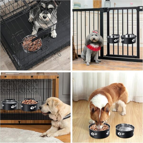 Kennel Water Bowl Hanging, ShineMe 2 Pack Stainless Steel Food and Water Bowl for Dog Cage, Crate, Kennel Bowls Mountable for Medium and Small Dogs, Cats, Pets (6.2x2.6” & 5.5x2.4”) - Image 7