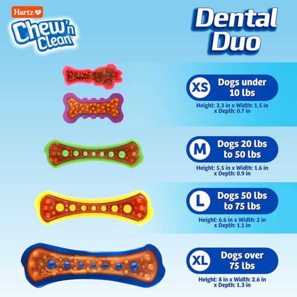 Hartz Chew 'n Clean Dental Duo Bacon Flavored Dental Dog Chew Toy and Treat - Extra Small - Image 3