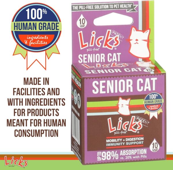 Licks Pill-Free Senior Cat - Joint Support & Digestion Supplement for Senior Cats - Immunity Vitamins & Heart Health Supplements for Older Cats - Gel Packets - 10 Use - Image 4