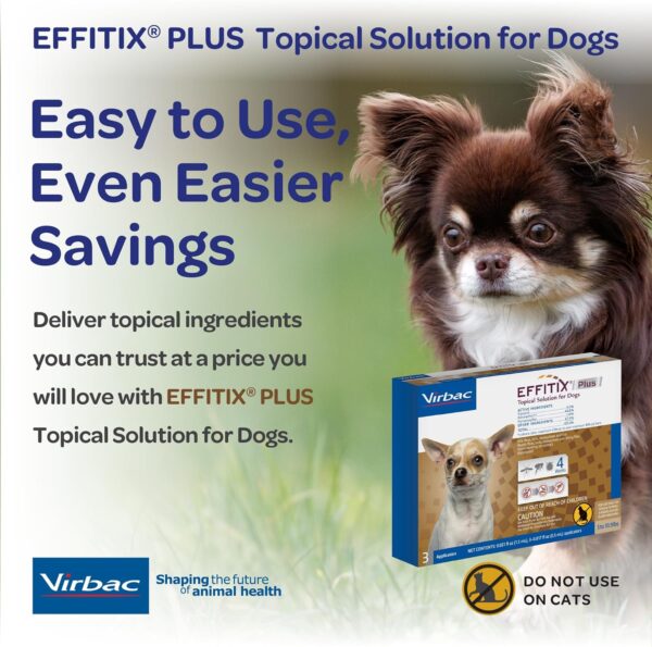 Effitix Plus Topical Solution for Dogs - Flea and Tick for Toy Dogs (5-10.9lbs), 3 Doses, Waterproof Topical Prevention (by Virbac) - Image 9