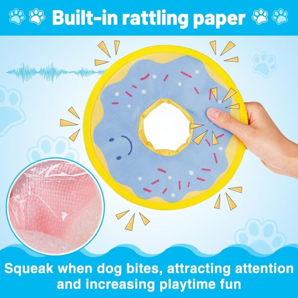 MEWTOGO Dog Pool Floating Toys - Donut Squeaky Water Toys for Small Medium Dogs, Durable Oxford Fabric Interactive Flying Discs for Summer Outdoor Pool Playing, 2PCS - Image 2