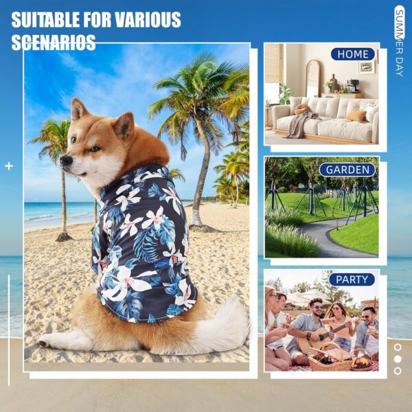 Dog Shirt Hawaiian, Pet Summer T-Shirts Dog Style Floral Breathable Cool Clothes Hawaiian Shirts Gifts for Owner and Pet Shirts are Sold Separately - Image 5